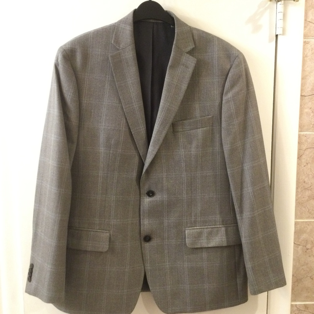 Michael Kors Sport Coat Suit Jacket Modern Fit Blazer Check Light Gray  42 R
